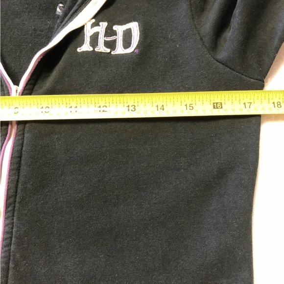 Harley Davidson Black/Purple/White Embroidered Zip Up Hoodie Size Med - Picture 9 of 13